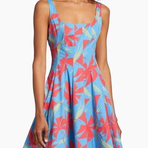 STAUD Wells Pinwheel Cotton Floral Flare Mini Dress Size 4